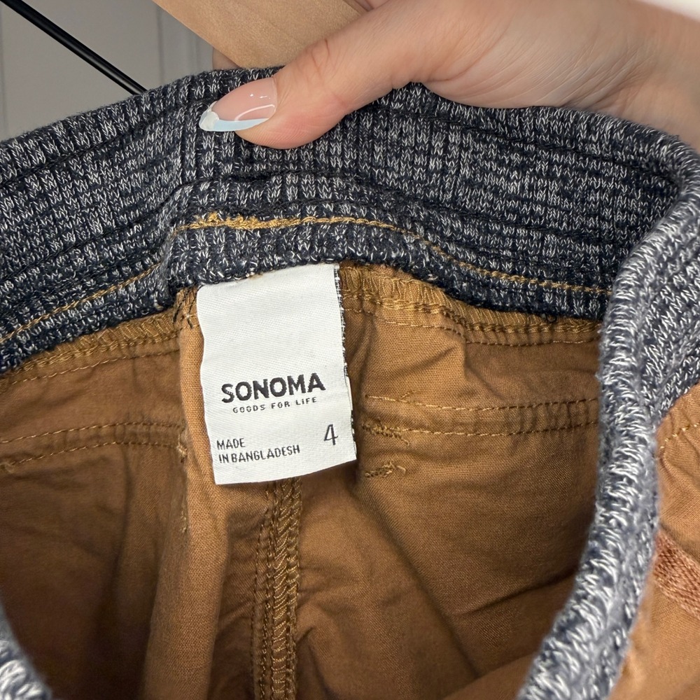 Sonoma Goods For Life Boys Brown Utility Jogger Pants Size 4 Elastic Waist - Picture 7 of 7